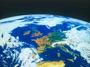 Ziemia z kosmosu - Europa widziana z satelity, lata 80. XX wieku.
