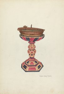 Chrzcielnica i stojak chrzcielny autorstwa N.H. Yeckley