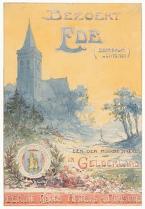 Zwiedza Ede, jeden z najpiękniejszych regionów Gelderland (oryginalny tytuł na obiekcie) autorstwa N.M. Kolsteren (signed by artist)
