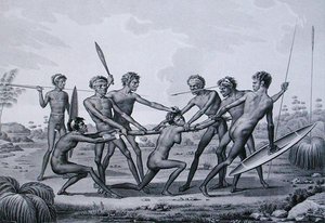 Port Jackson, New Holland: Aborygenów Pre-Marriage Ceremony, z „Voyage Autour du Monde sur les Corvettes de L
