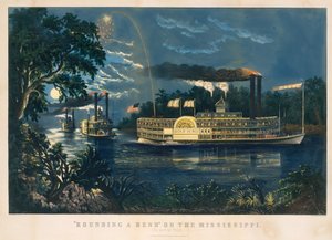 „Zaokrąglanie zakrętu” na Missisipi – pożegnalny salut autorstwa Currier and Ives