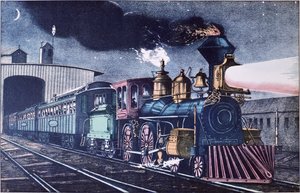 Nocny Ekspres, c.1860 (kolor lito) autorstwa Currier and Ives
