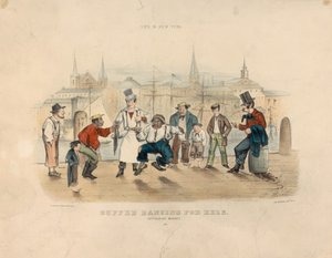 Cuffee Dancing for Eels – Catharine Market (Życie w Nowym Jorku) autorstwa Currier and Ives