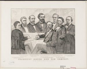 Prezydent Hayes i jego gabinet, c.1877 (lito) autorstwa Currier and Ives