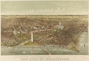 Miasto Waszyngton: widok z lotu ptaka z Potomac patrząc na północ autorstwa Currier and Ives