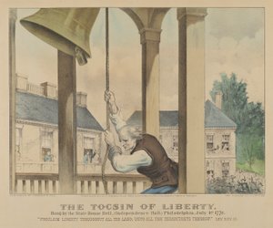 Szczebel Tocsin of Liberty wydany przez State House Bell w Filadelfii 4 lipca 1776 r. autorstwa Currier and Ives