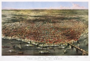 Miasto St. Louis, ok. 1874 (litografia kolorowa) autorstwa Currier and Ives