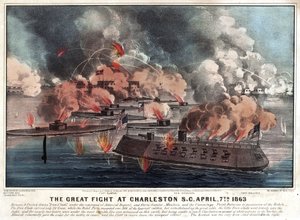 Wielka walka pod Charleston S.C. 7 kwietnia 1863 r autorstwa Currier and Ives