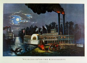 "Wooding up on the Mississippi". 1863 (litografia)