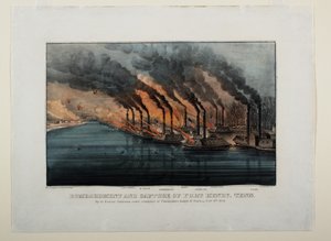 Bombardowanie i zdobycie Fort Henry, Tenn, ok. 1862 r. autorstwa N. and Ives, J.M. Currier