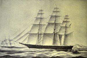 Currier & Ives ilustracja XIX wieku. Statek Clipper Hurricane autorstwa N. and Ives, J.M. Currier
