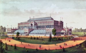 Hala Ogrodnicza, Wielka Wystawa Stulecia Stanów Zjednoczonych 1876 autorstwa N. and Ives, J.M. Currier