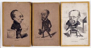 3 Zarzut portretowy (zarzut portretowy): Francois Pierre Guillaume Guizot (1787-1874), francuski historyk i polityk, Charles Jean-Baptiste (Jean Baptiste) Jacquot dit Eugene de Mirecourt (1812-1880), francuski dziennikarz i pisarz oraz Pierre -Józef Proudh autorstwa Nadar