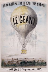De Monsterballon (Le Giant) van Nadar Opstijging 11 września 1865. Holenderska reklama odwijania piłki „The Giant” 11 września autorstwa Nadar