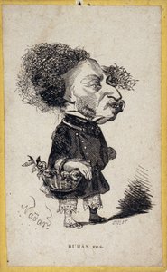 Ładunek portretowy (opłata portretowa) autorstwa Alexandre Dumas Jr. (1824-1895), francuskiego pisarza. Karykatura Gasparda Felixa Tournachona dit Felixa Nadara (1820-1910). autorstwa Nadar