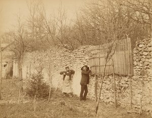 Ermitage de Sénart, ogrodnik i Jules Belaube autorstwa Nadar [Gaspard Félix Tournachon]
