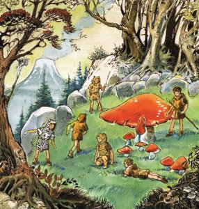 Zagubieni chłopcy, ilustracja z "Piotrusia Pana" J.M. Barrie (gwasz na papierze) autorstwa Nadir Quinto