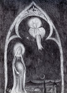 Anioł Gabriel, 2015, (Studium ołówka grafitowego na karcie) autorstwa Nancy Moniz Charalambous