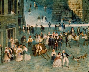 Wakacje na placu Grimana w Perugii autorstwa Napoleone Vergi (1833-1916) autorstwa Napoleone Verga