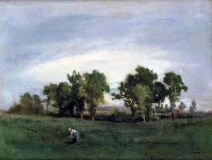 Kobieta na wiejskim polu, c1828-1876 autorstwa Narcisse Virgile Diaz de la Peña