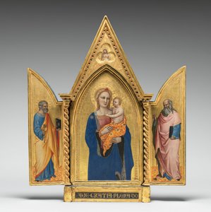 Madonna z Dzieciątkiem, ze świętymi Piotrem i Janem Ewangelistą i Mężem Bolesnym [cały tryptyk]