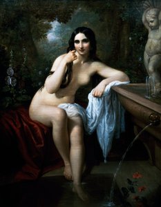 Nimfa w kąpieli, obraz Natale Schiavoni (1777-1858), olej na płótnie, cm 153,5x120, Włochy
