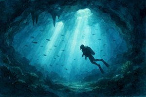 Nurek w jaskini Deep Blue autorstwa Natalie Bruns