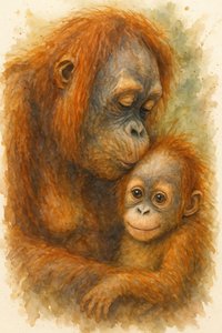 Czuły uścisk orangutana autorstwa Natalie Bruns