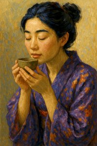 Japonka delektująca się herbatą autorstwa Natalie Bruns