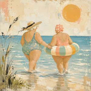 Radosny spacer po plaży