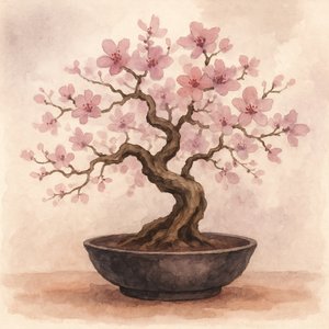 Bonsai z różową wiśnią autorstwa Natalie Bruns