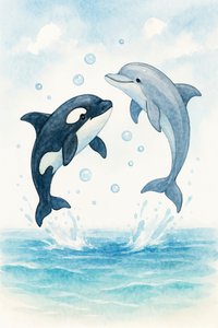 Figlarny delfin i orka autorstwa Natalie Bruns