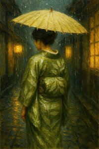 Spacer w kimono w deszczową noc autorstwa Natalie Bruns