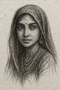 Spokojny portret pióra z Indii autorstwa Natalie Bruns