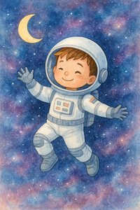 Uśmiechnięty chłopiec-astronauta autorstwa Natalie Bruns