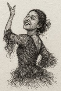 Uśmiechnięta tancerka flamenco autorstwa Natalie Bruns
