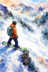 Widok na góry z perspektywy snowboardzisty autorstwa Natalie Bruns