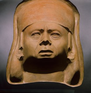 Gliniana forma Moche do odlania ceramicznego portretu głowy mężczyzny autorstwa Nathan Benn