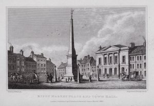 Rynek i Ratusz Ripon (rycina) autorstwa Nathaniel (after) Whittock