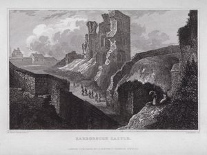 Zamek Scarborough (grawerowanie) autorstwa Nathaniel (after) Whittock