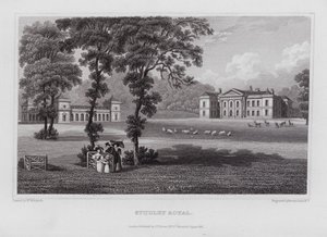 Studley Royal (grawerowanie) autorstwa Nathaniel (after) Whittock