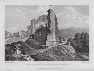 Ruiny zamku Knaresborough (rycina) autorstwa Nathaniel (after) Whittock