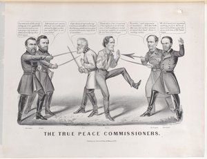 The True Peace Commissioners, 1865., 1865. Twórcy: Nathaniel Currier, James Merritt Ives, Currier i Ives. autorstwa Currier and Ives