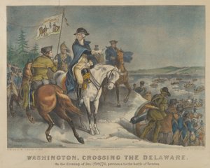 Washington, Crossing the Delaware-On the Evening of 25 grudnia 1776, before the Battle..., 1876. Twórcy: Nathaniel Currier, James Merritt Ives, Currier and Ives. autorstwa Currier and Ives