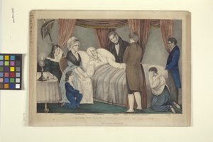 Death Of Washington (litografia ręcznie kolorowana) autorstwa Nathaniel Currier