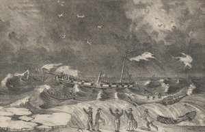 Straszny wrak Meksyku na plaży Hempstead, 2 stycznia 1837, 1848-56. autorstwa Nathaniel Currier
