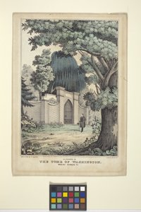 Lafayette At The Tomb Of Washington (litografia ręcznie kolorowana) autorstwa Nathaniel Currier