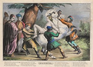 Mazeppa: Talerz 1 z zestawu czterech (4) talerzy (przywiązany do konia) autorstwa Nathaniel Currier