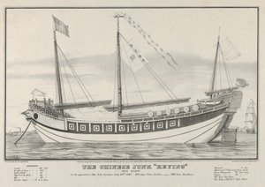 The Chinese Junk Keying – Kapitan Kellett – Gdy pojawiła się w porcie w Nowym Jorku 13 lipca 1… 1847 r. autorstwa Nathaniel Currier