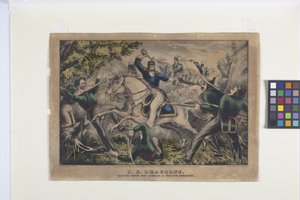 US Dragoni przecinają sobie drogę przez meksykańską Ambuscae (litografia ręcznie kolorowana) autorstwa Nathaniel Currier